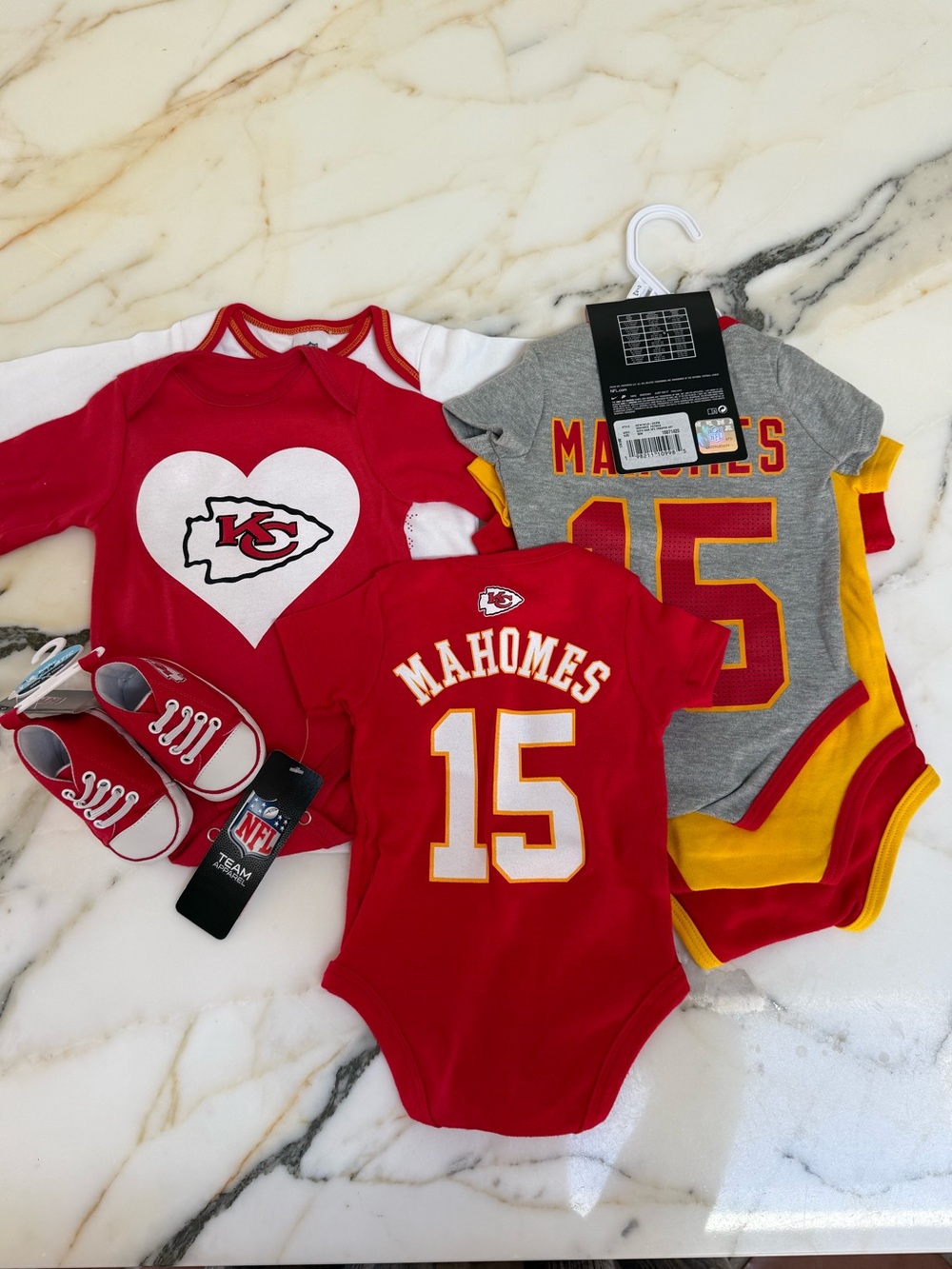 Set of 6 Chiefs Bodysuits 0-3 months
